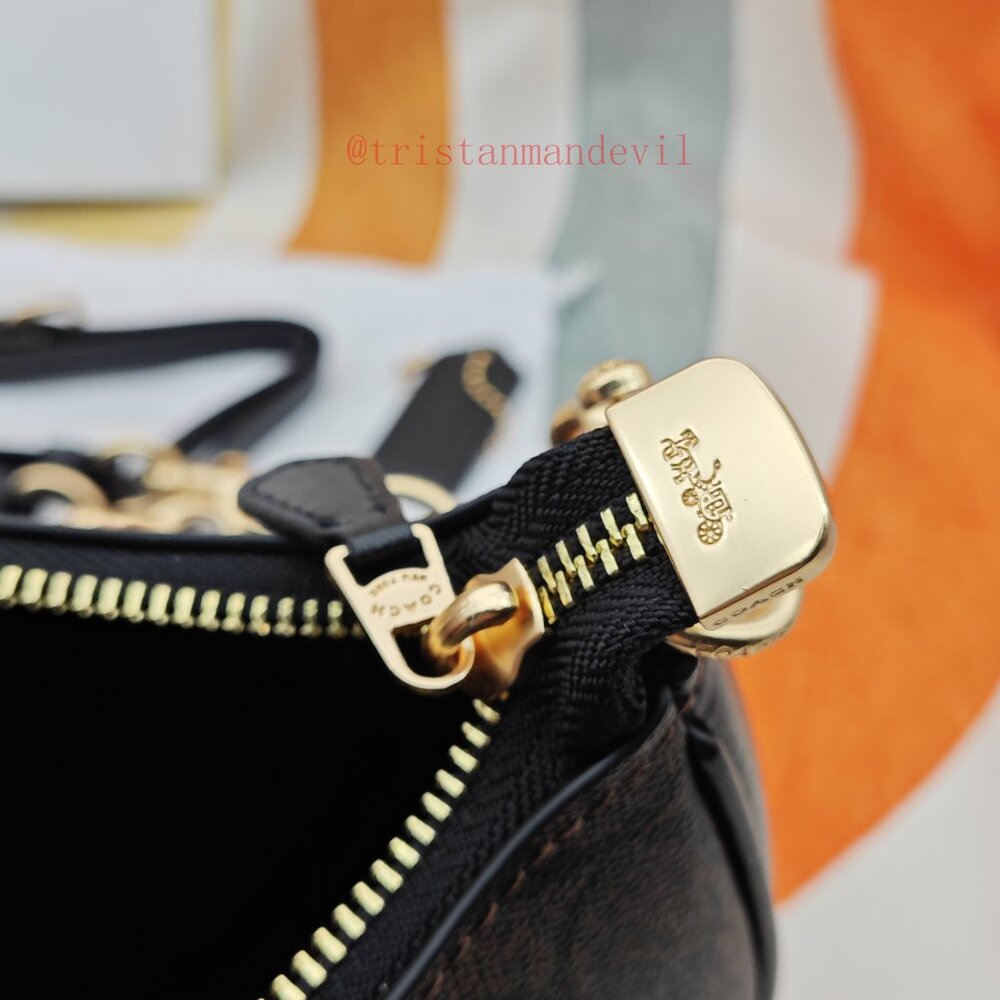 Coach Brown Signature Canvas Crossbody Bag with Gold Hardware - Picture 11 of 15